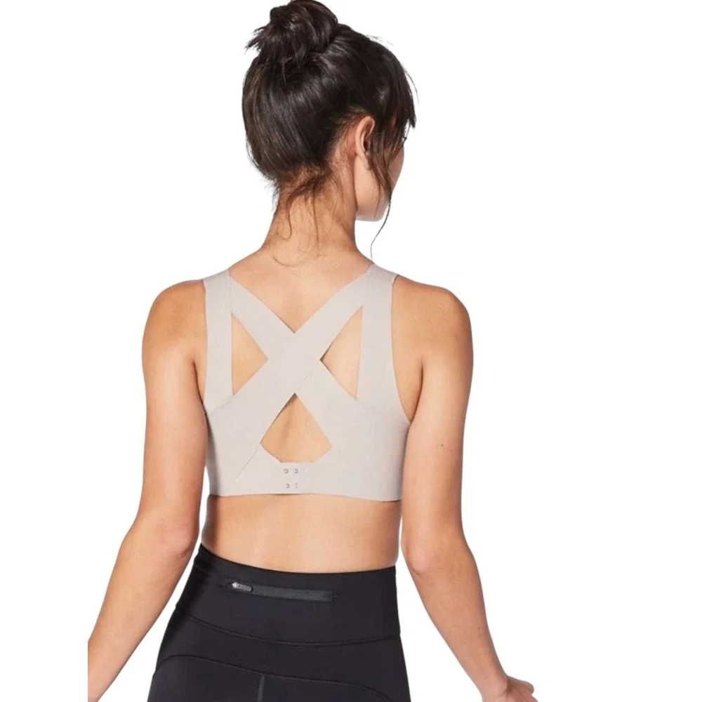 Lululemon Enlite Sports Bra 34C Gray High Impact Running Cross Back LW2BE0S